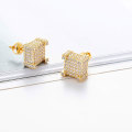 ECED Out Square Stud Ohrring für Männer und Frauen 18K Gold plattiert hypoallergen Hip Hop Cool Boys Juwely